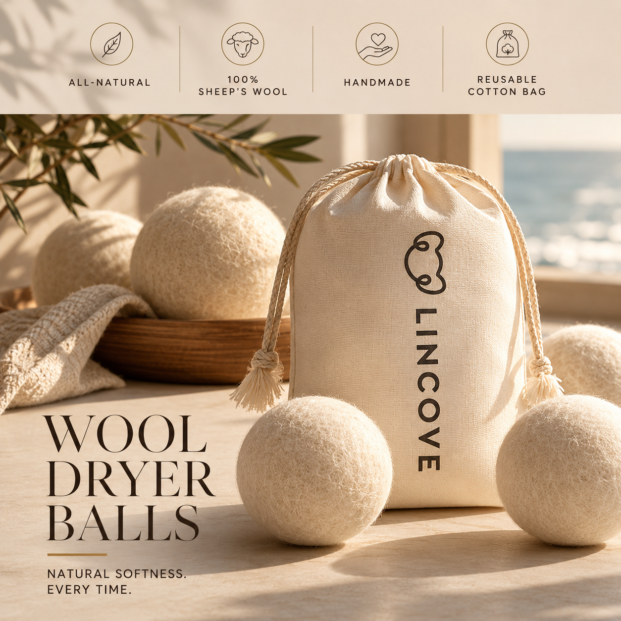 The Launder™ 100% Organic Wool Dryer Balls